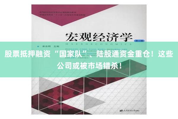 股票抵押融资 “国家队”、陆股通资金重仓！这些公司或被市场错杀！